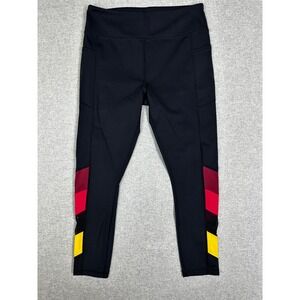 Urban Savage Womens XL Black Colorblock Mesh Pocket Leggings Yoga